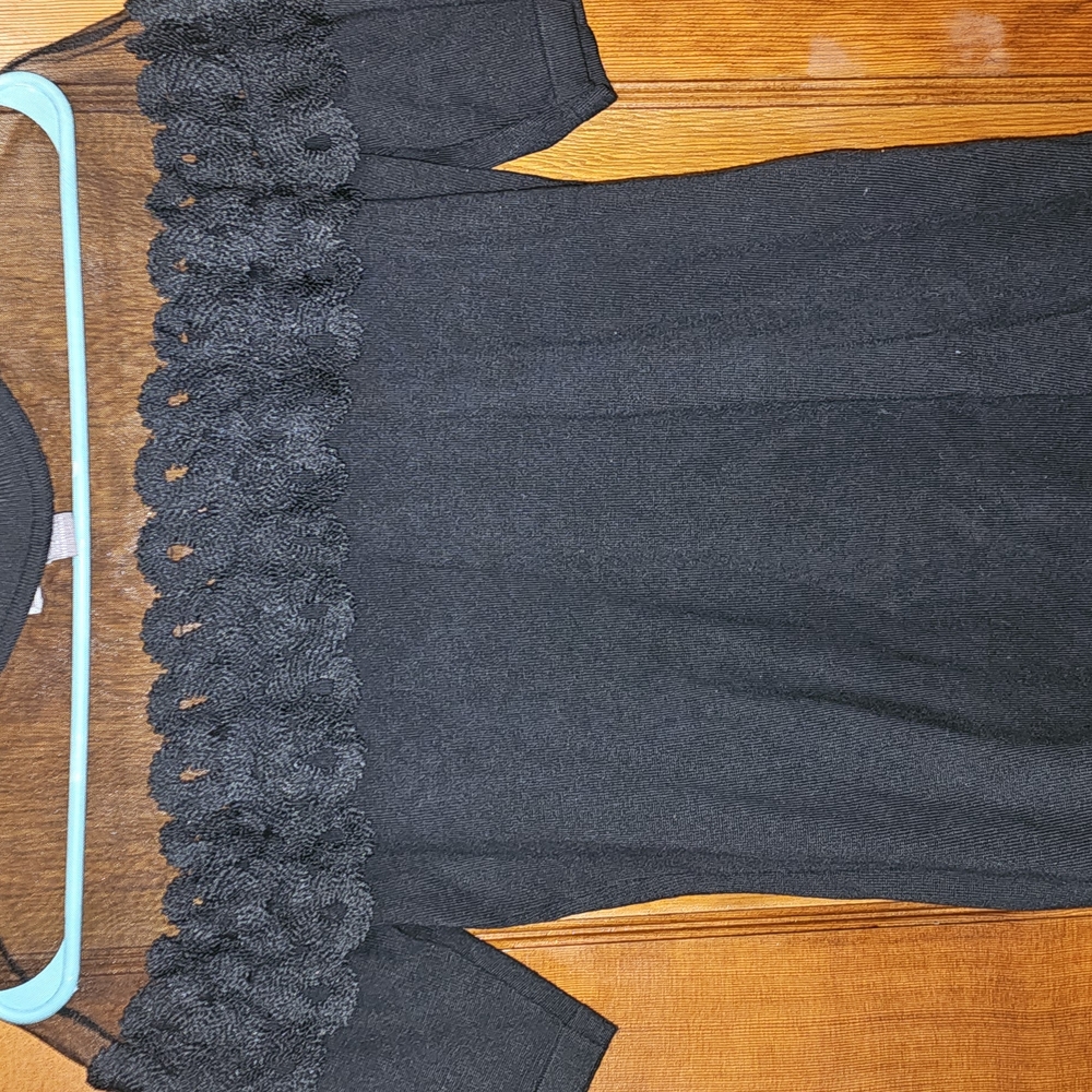 Black Short Sleeve Top with Lace Detail